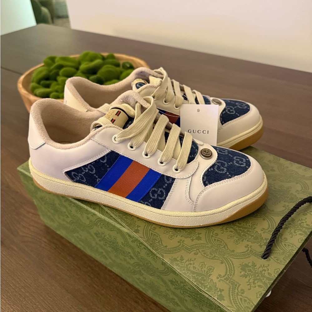 Gucci Cream and Blue Sneakers - Picture 11 of 16